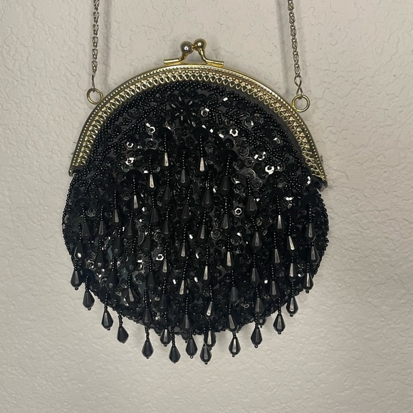 Handbags - Vintage 1960s Beaded Black Evening Bag